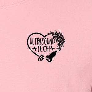 Ultrasound Tech T-Shirt, Small Chest Sonography Design with Floral Probe Line Art for Sonographers