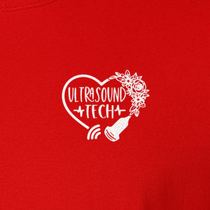 Ultrasound Tech T-Shirt, Small Chest Sonography Design with Floral Probe Line Art for Sonographers