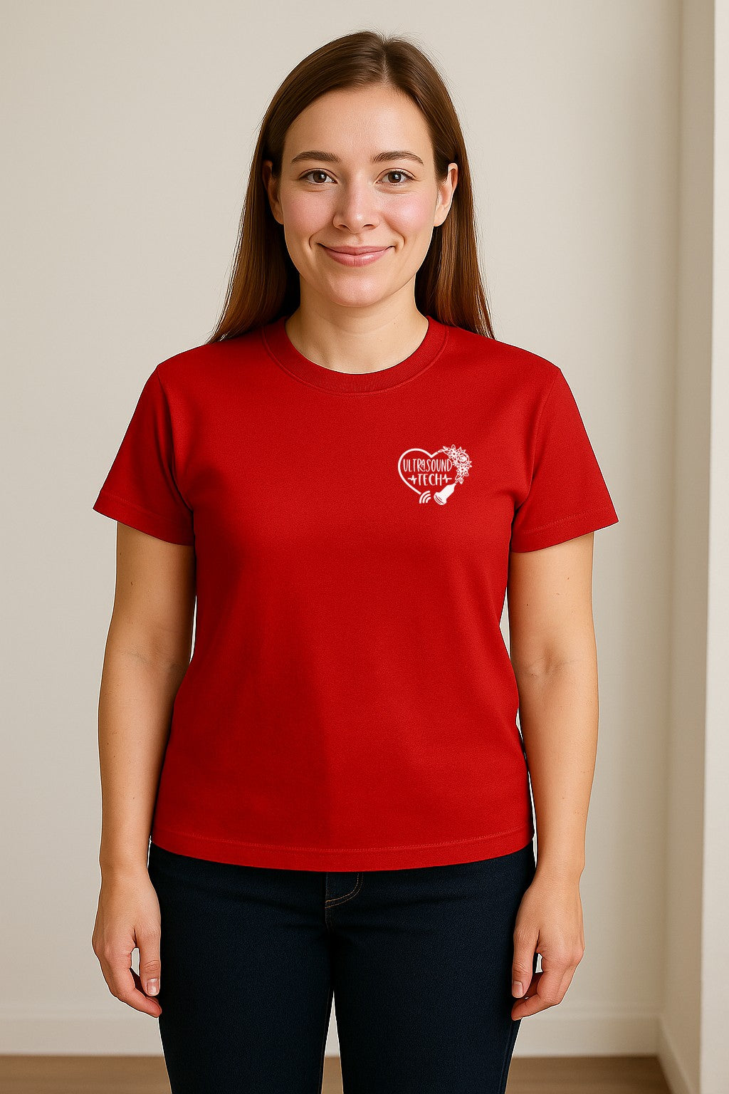 Ultrasound Tech T-Shirt, Small Chest Sonography Design with Floral Probe Line Art for Sonographers