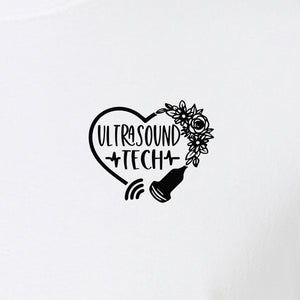 Ultrasound Tech T-Shirt, Small Chest Sonography Design with Floral Probe Line Art for Sonographers