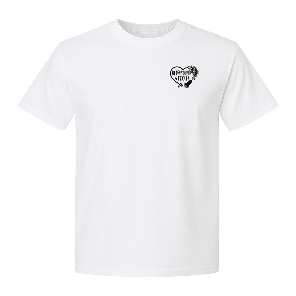 Ultrasound Tech T-Shirt, Small Chest Sonography Design with Floral Probe Line Art for Sonographers