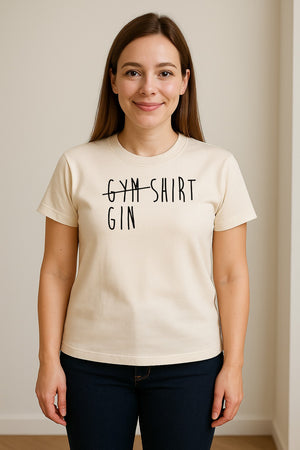 Gin T-Shirt, Crossed-Out Gym Drinking Humor Design for Cocktail Fans and Bar Parties