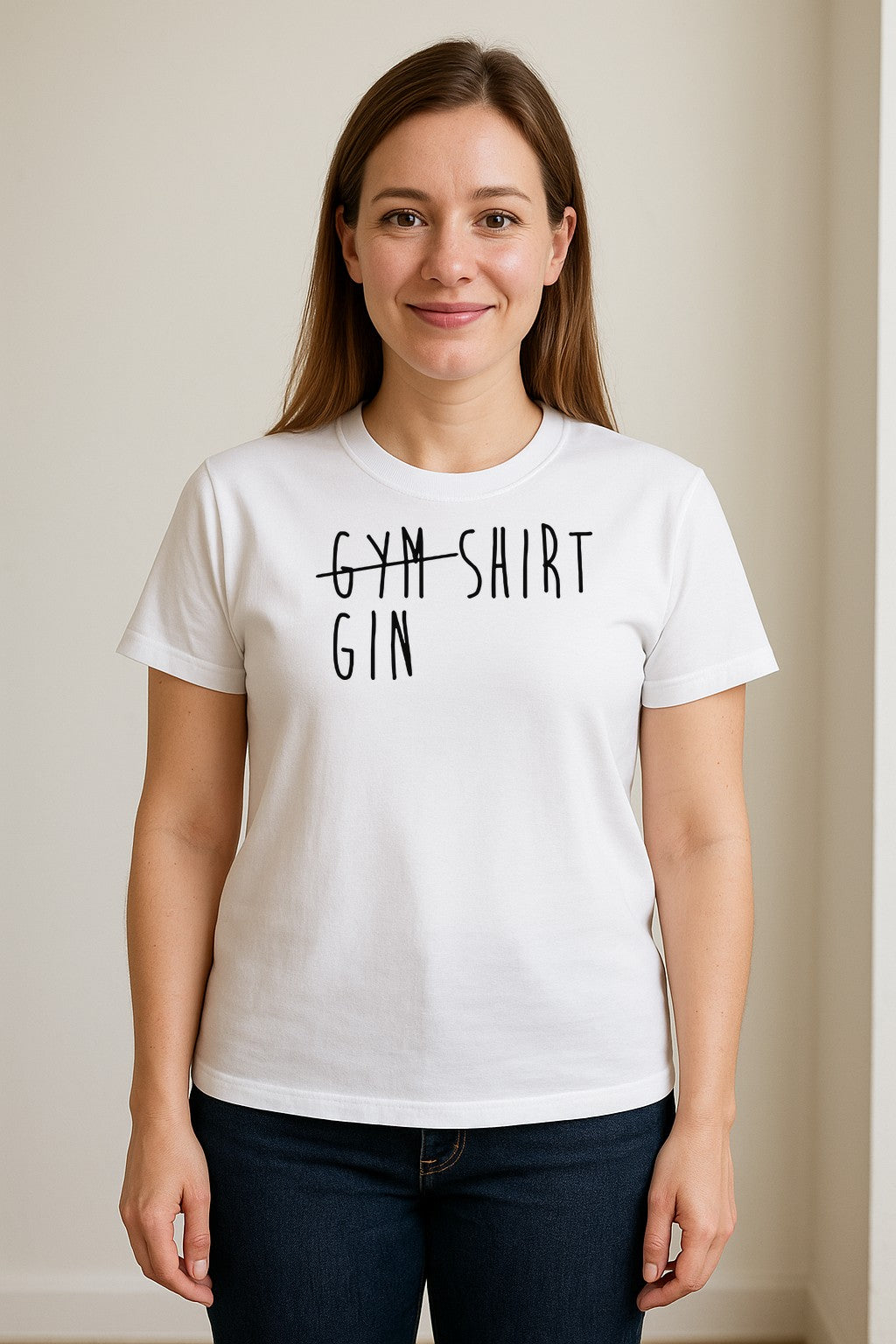 Gin T-Shirt, Crossed-Out Gym Drinking Humor Design for Cocktail Fans and Bar Parties