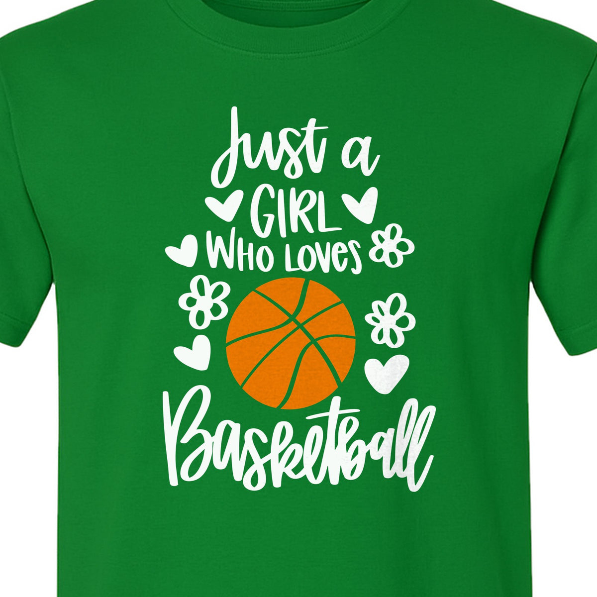Just a Girl Who Loves Basketball T-Shirt, Heart and Flower Graphic for Players and Fans