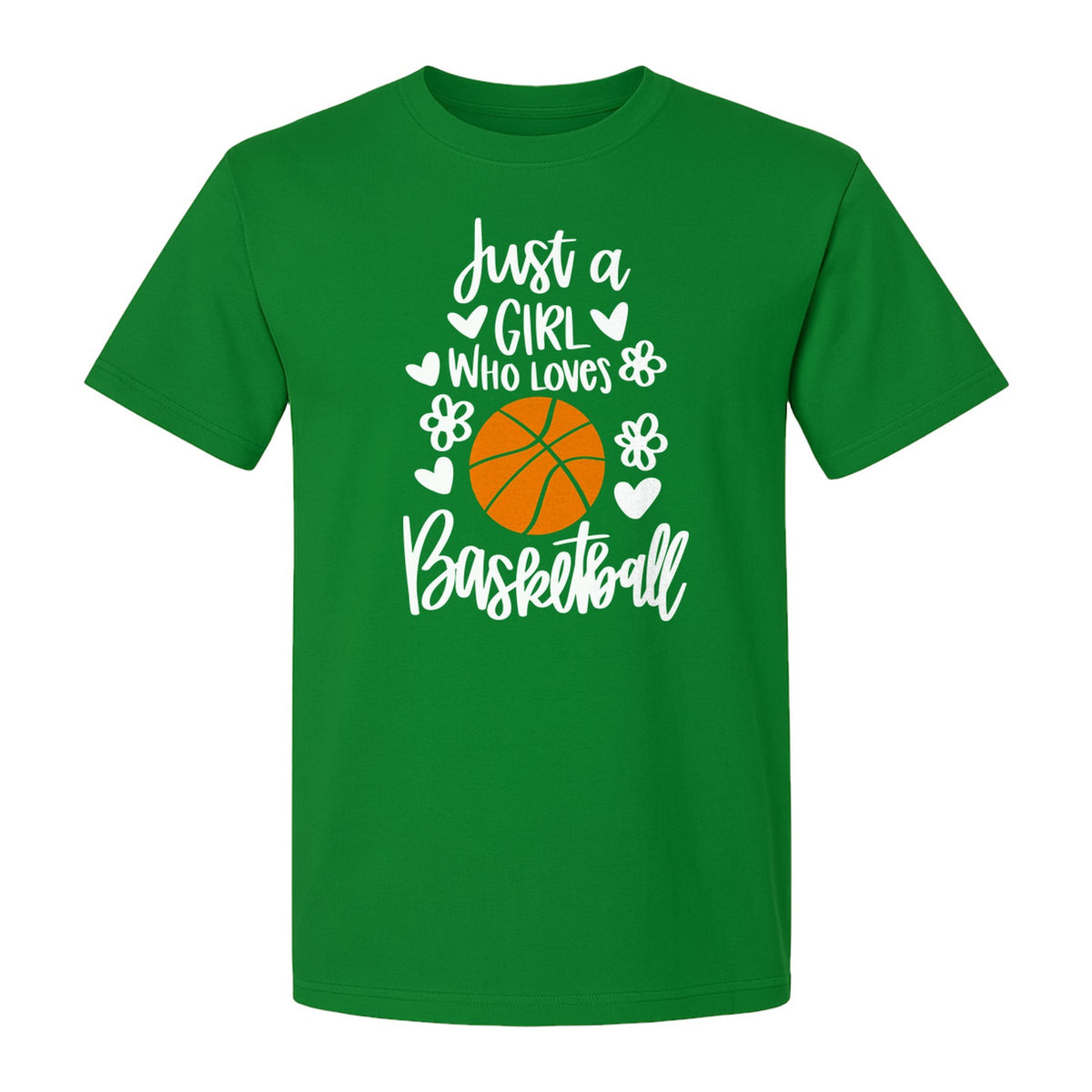 Just a Girl Who Loves Basketball T-Shirt, Heart and Flower Graphic for Players and Fans
