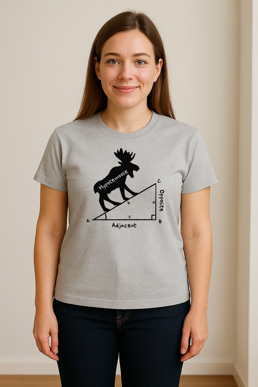 Hypotemoose Math Teacher T-Shirt, Geometry Pun Moose Graphic for Educators
