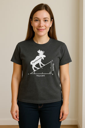 Hypotemoose Math Teacher T-Shirt, Geometry Pun Moose Graphic for Educators