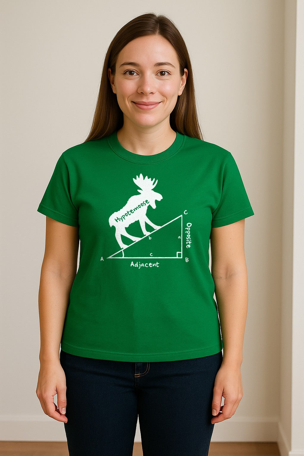 Hypotemoose Math Teacher T-Shirt, Geometry Pun Moose Graphic for Educators