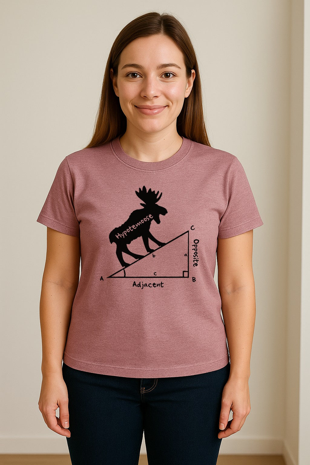 Hypotemoose Math Teacher T-Shirt, Geometry Pun Moose Graphic for Educators