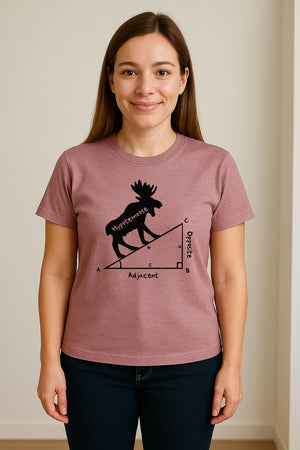 Hypotemoose Math Teacher T-Shirt, Geometry Pun Moose Graphic for Educators