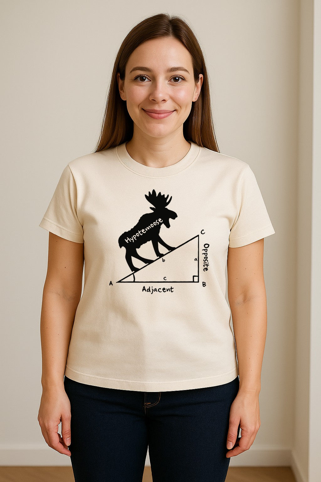 Hypotemoose Math Teacher T-Shirt, Geometry Pun Moose Graphic for Educators