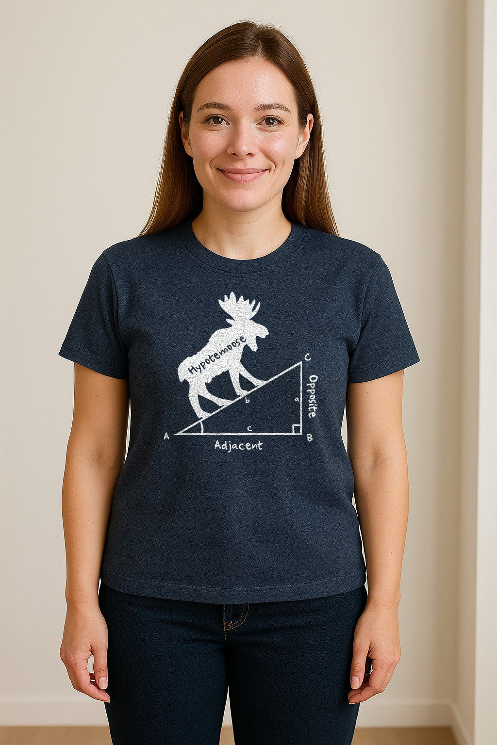 Hypotemoose Math Teacher T-Shirt, Geometry Pun Moose Graphic for Educators