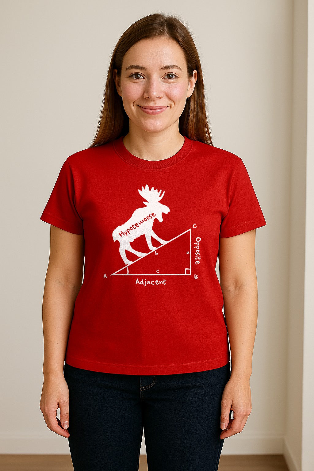 Hypotemoose Math Teacher T-Shirt, Geometry Pun Moose Graphic for Educators