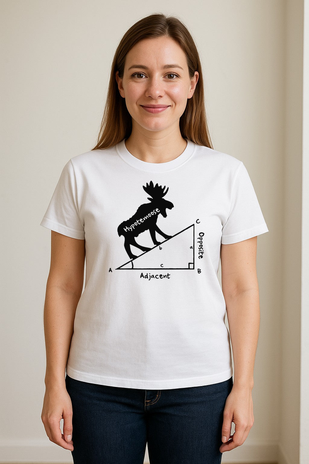 Hypotemoose Math Teacher T-Shirt, Geometry Pun Moose Graphic for Educators
