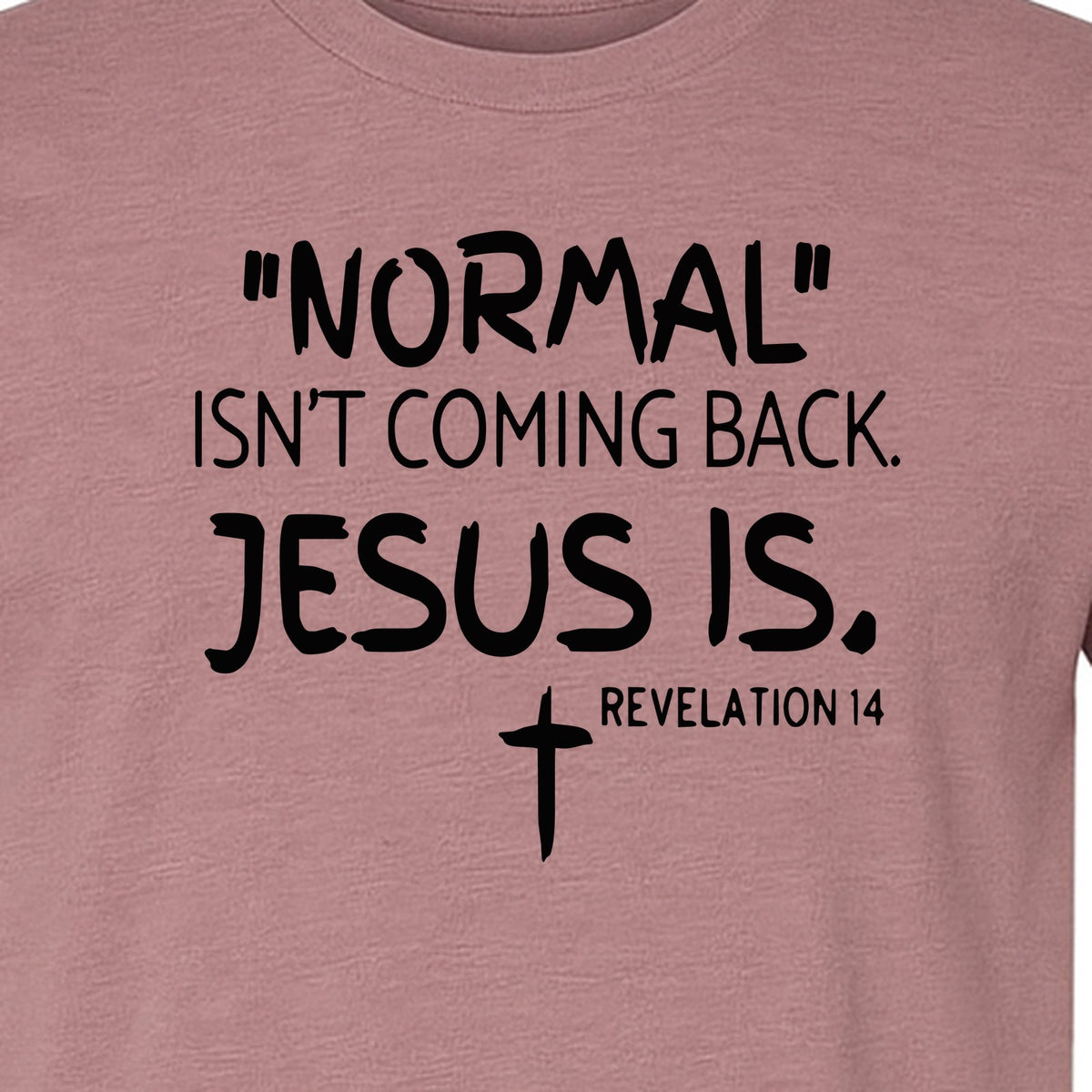 Normal Isn't Coming Back Jesus Is T-Shirt, Revelation 14 Christian Faith Scripture Design