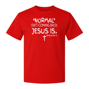 Normal Isn't Coming Back Jesus Is T-Shirt, Revelation 14 Christian Faith Scripture Design