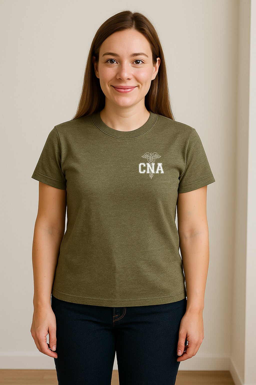 CNA T-Shirt with Caduceus Left Chest Design, Certified Nursing Assistant Graduation Tee