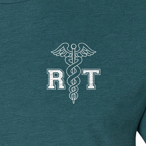 Respiratory Therapist T-Shirt, RT Caduceus Pocket Design for Pulmonology Professionals