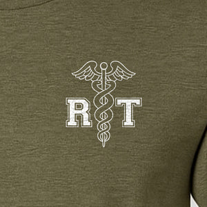 Respiratory Therapist T-Shirt, RT Caduceus Pocket Design for Pulmonology Professionals