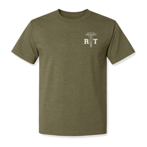 Respiratory Therapist T-Shirt, RT Caduceus Pocket Design for Pulmonology Professionals