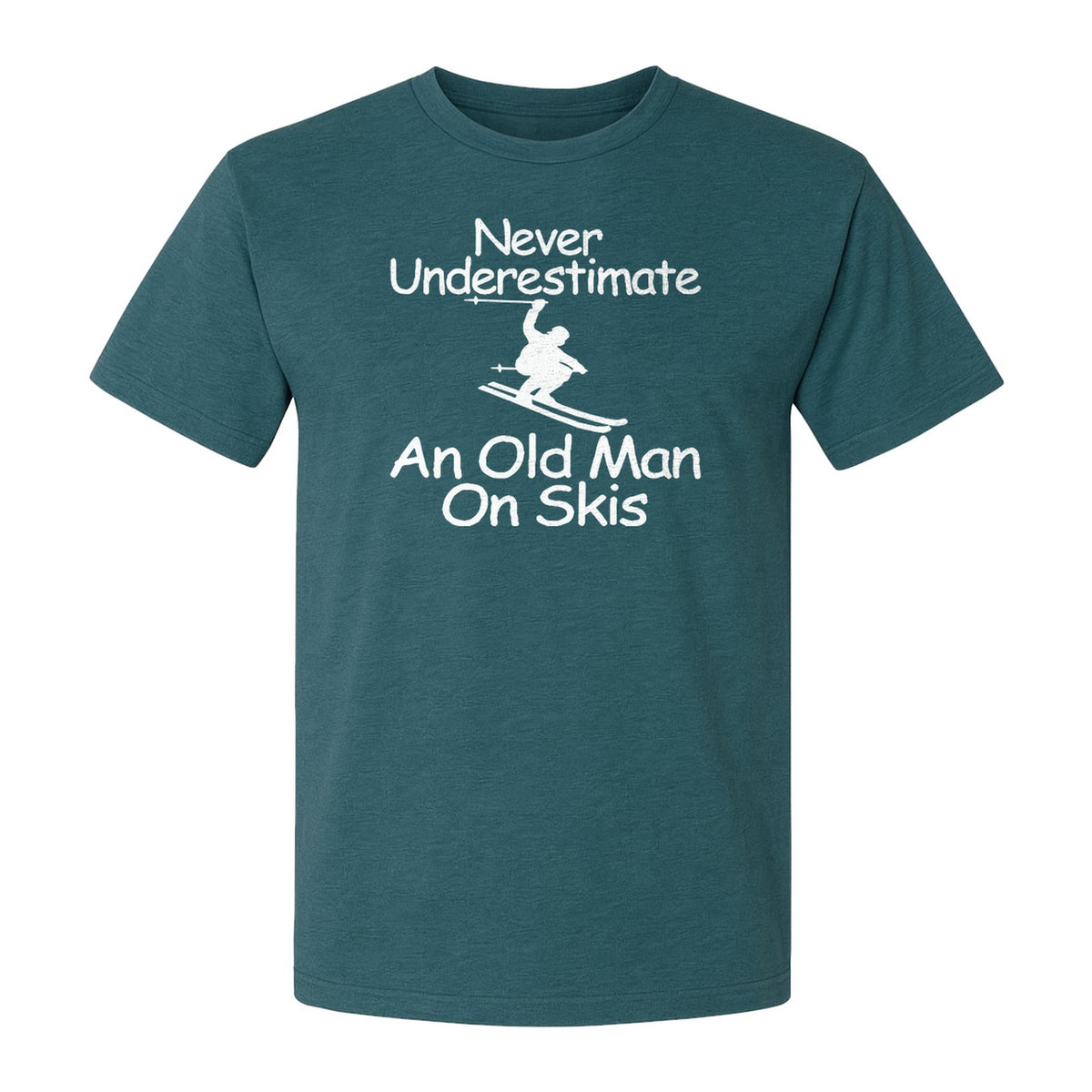 Skiing T-Shirt, Never Underestimate an Old Man on Skis, Funny Grandpa and Father Winter Design