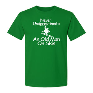 Skiing T-Shirt, Never Underestimate an Old Man on Skis, Funny Grandpa and Father Winter Design
