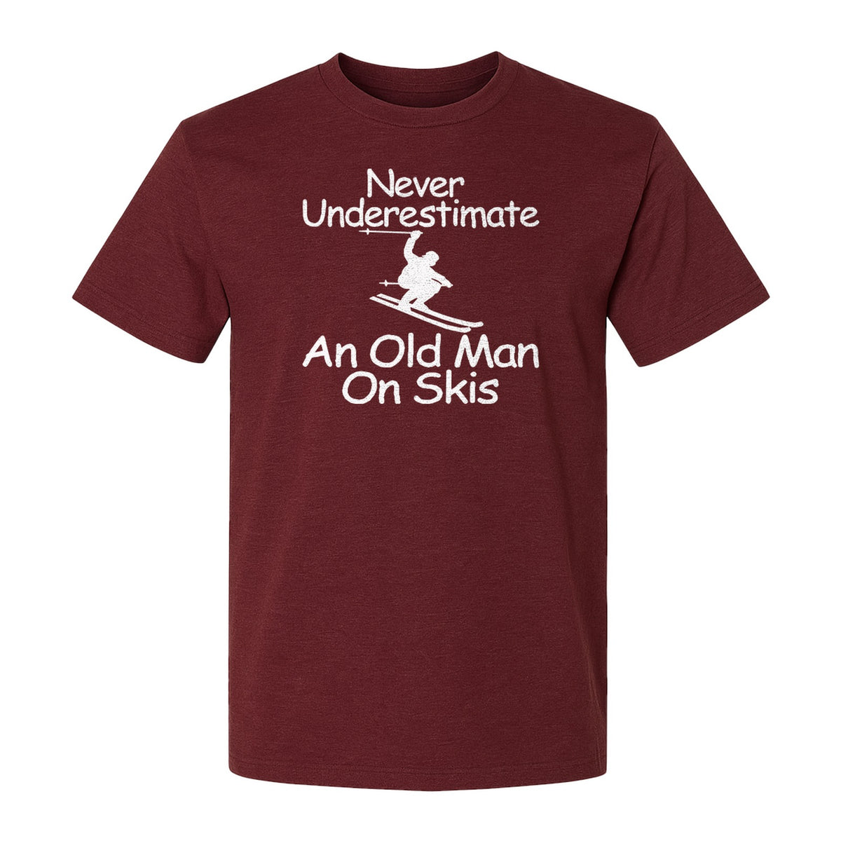 Skiing T-Shirt, Never Underestimate an Old Man on Skis, Funny Grandpa and Father Winter Design