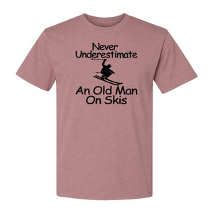 Skiing T-Shirt, Never Underestimate an Old Man on Skis, Funny Grandpa and Father Winter Design