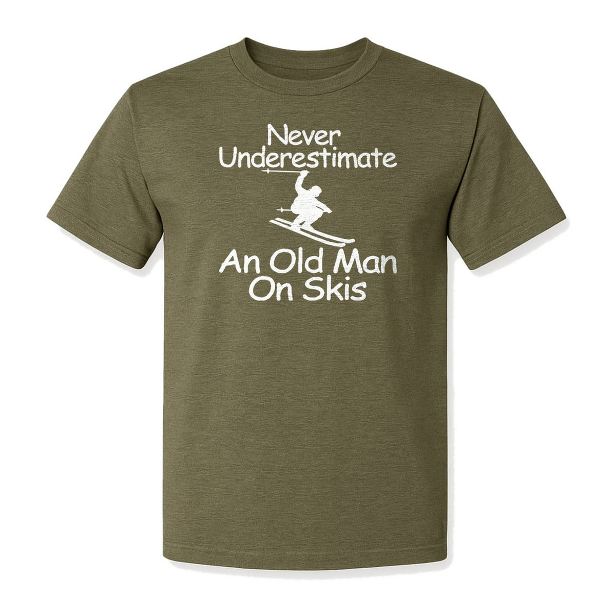 Skiing T-Shirt, Never Underestimate an Old Man on Skis, Funny Grandpa and Father Winter Design