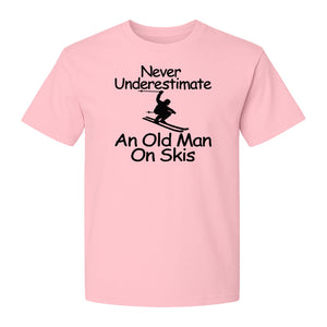 Skiing T-Shirt, Never Underestimate an Old Man on Skis, Funny Grandpa and Father Winter Design