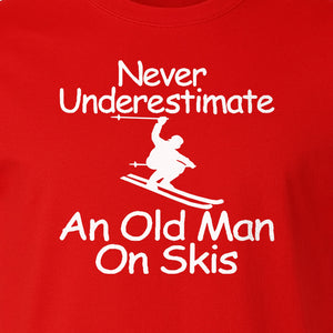 Skiing T-Shirt, Never Underestimate an Old Man on Skis, Funny Grandpa and Father Winter Design