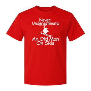Skiing T-Shirt, Never Underestimate an Old Man on Skis, Funny Grandpa and Father Winter Design