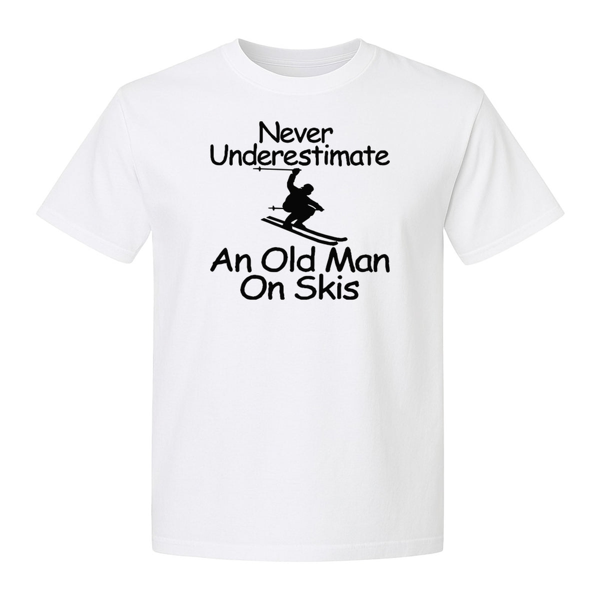 Skiing T-Shirt, Never Underestimate an Old Man on Skis, Funny Grandpa and Father Winter Design