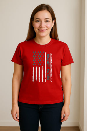 Recovery T-Shirt, Teal Ribbon Distressed Flag Design for Sobriety Support and Healing