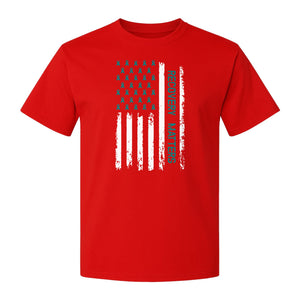 Recovery T-Shirt, Teal Ribbon Distressed Flag Design for Sobriety Support and Healing