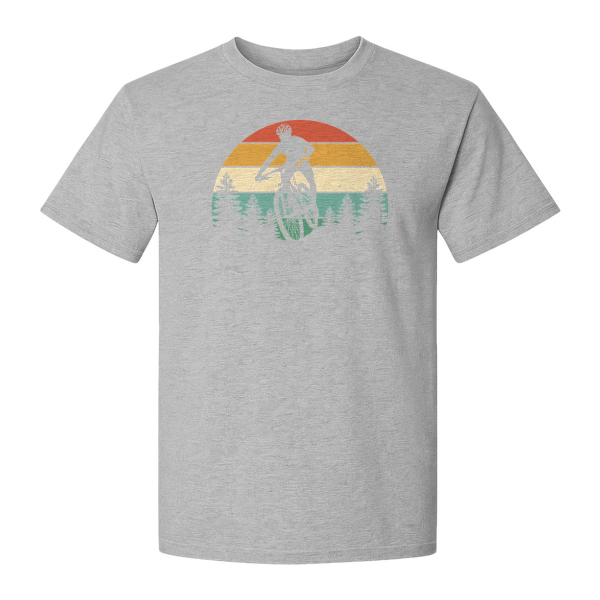 Mountain Biking T-Shirt, Retro Sunset Cyclist Design for Trail Riders and Outdoor Adventure Fans