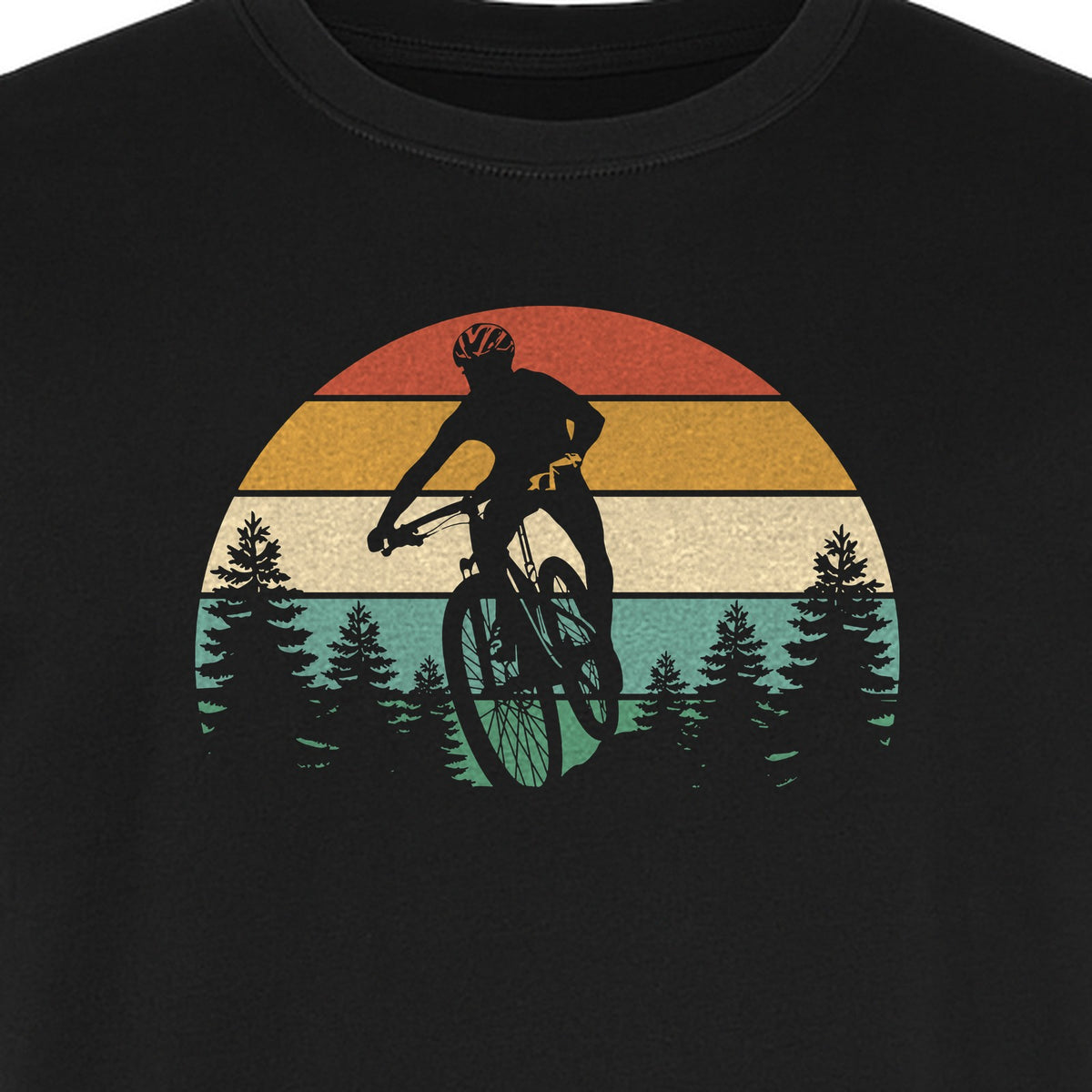 Mountain Biking T-Shirt, Retro Sunset Cyclist Design for Trail Riders and Outdoor Adventure Fans