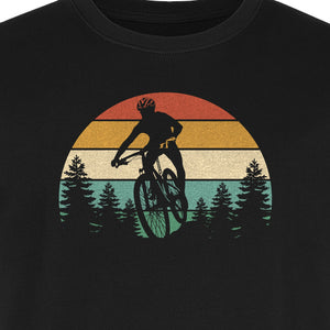 Mountain Biking T-Shirt, Retro Sunset Cyclist Design for Trail Riders and Outdoor Adventure Fans