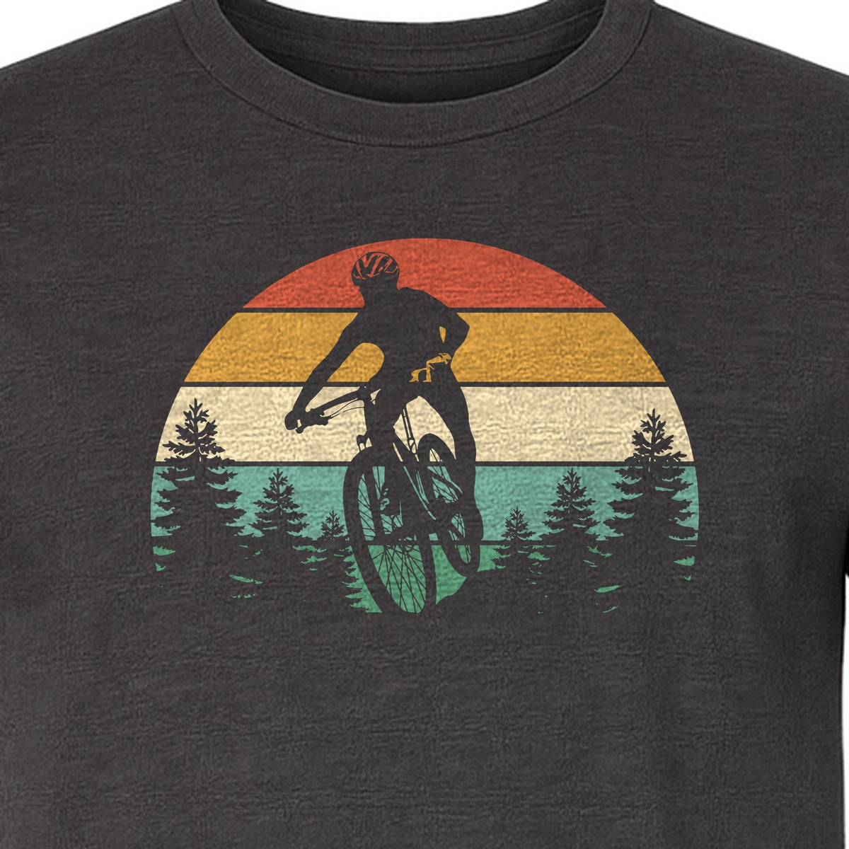 Mountain Biking T-Shirt, Retro Sunset Cyclist Design for Trail Riders and Outdoor Adventure Fans