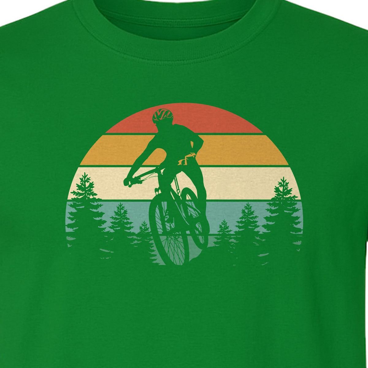 Mountain Biking T-Shirt, Retro Sunset Cyclist Design for Trail Riders and Outdoor Adventure Fans
