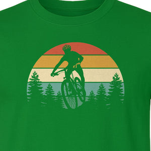 Mountain Biking T-Shirt, Retro Sunset Cyclist Design for Trail Riders and Outdoor Adventure Fans