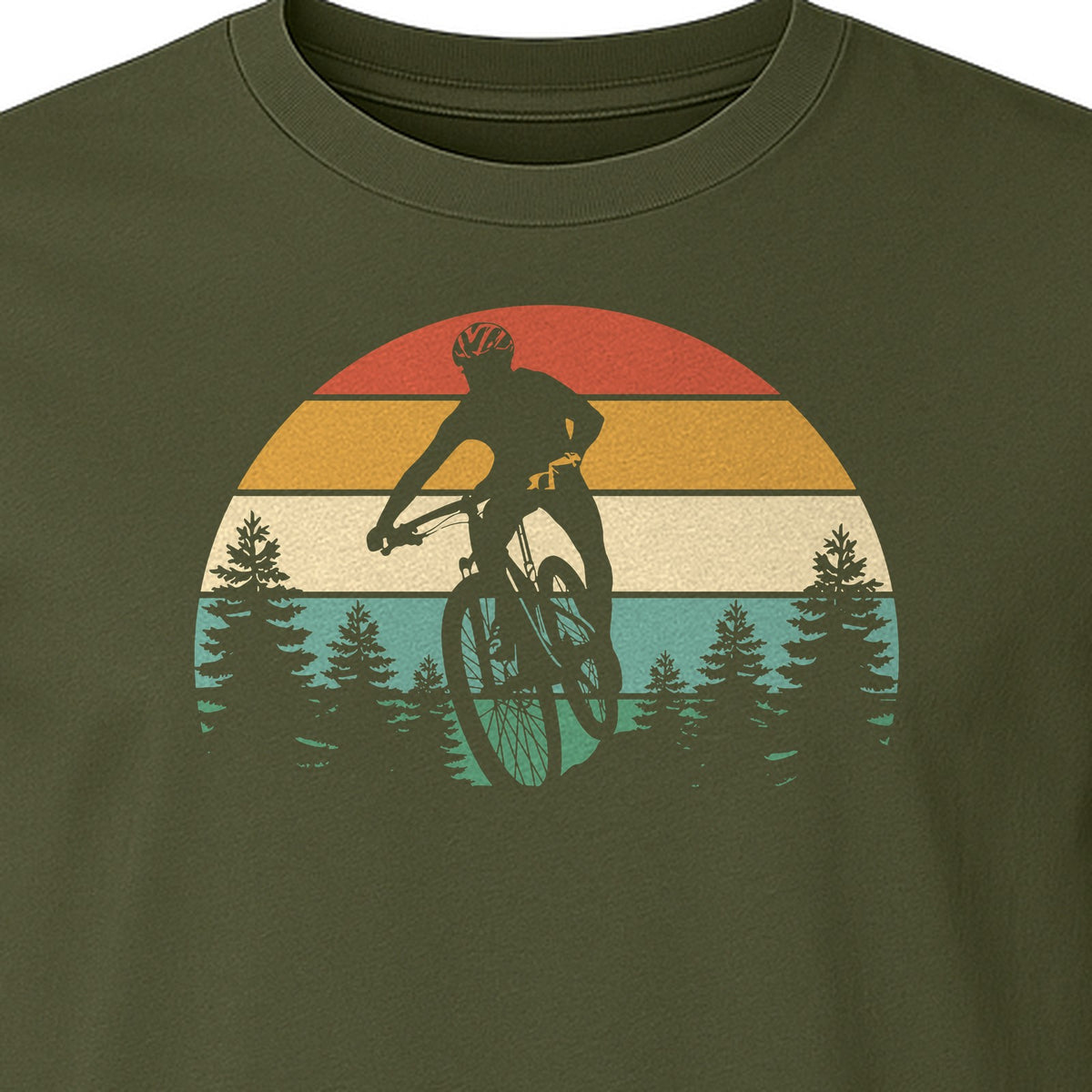 Mountain Biking T-Shirt, Retro Sunset Cyclist Design for Trail Riders and Outdoor Adventure Fans