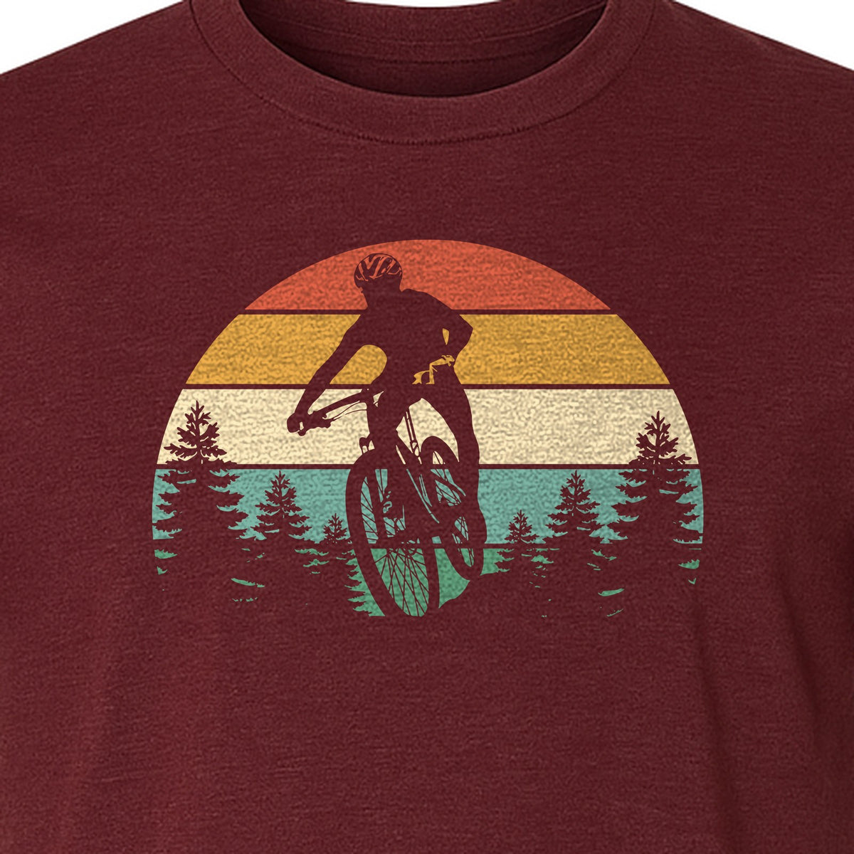 Mountain Biking T-Shirt, Retro Sunset Cyclist Design for Trail Riders and Outdoor Adventure Fans