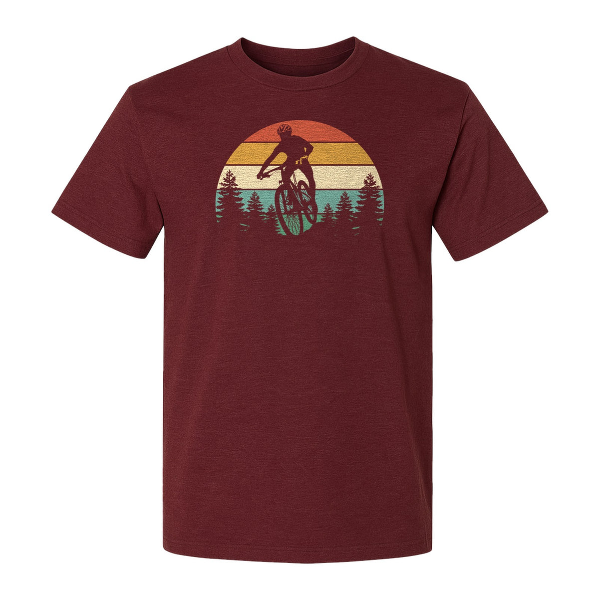 Mountain Biking T-Shirt, Retro Sunset Cyclist Design for Trail Riders and Outdoor Adventure Fans