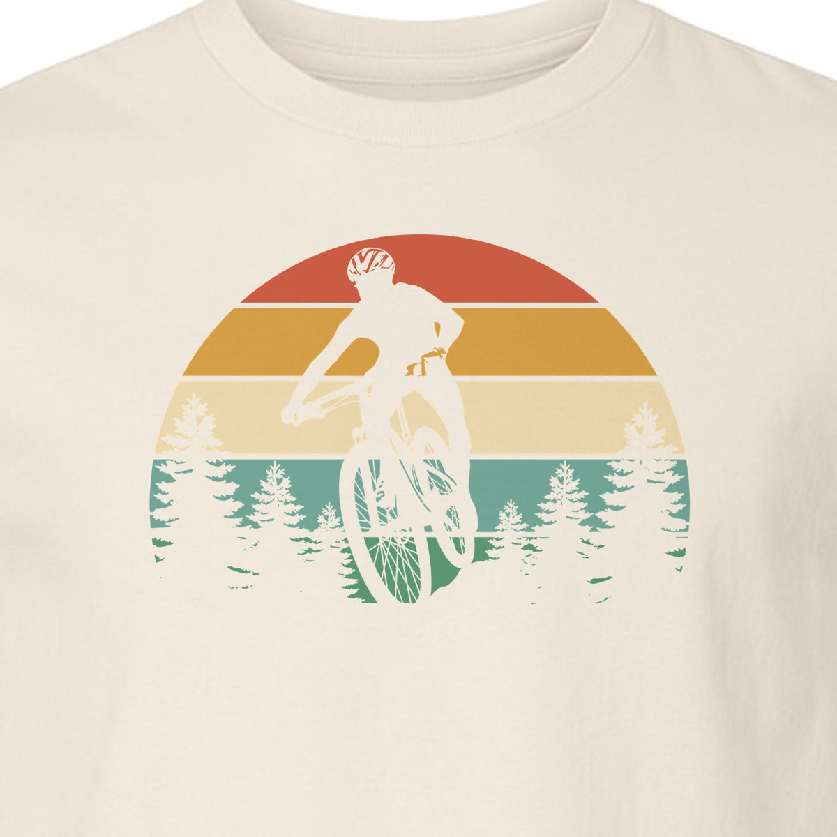Mountain Biking T-Shirt, Retro Sunset Cyclist Design for Trail Riders and Outdoor Adventure Fans