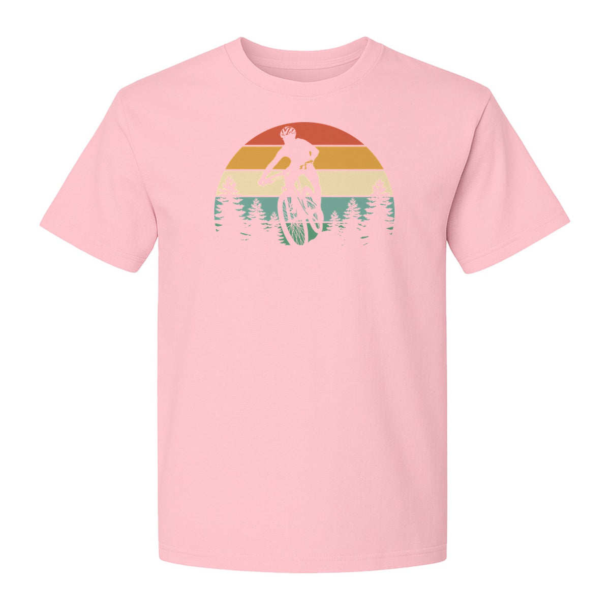 Mountain Biking T-Shirt, Retro Sunset Cyclist Design for Trail Riders and Outdoor Adventure Fans