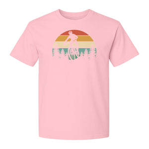 Mountain Biking T-Shirt, Retro Sunset Cyclist Design for Trail Riders and Outdoor Adventure Fans
