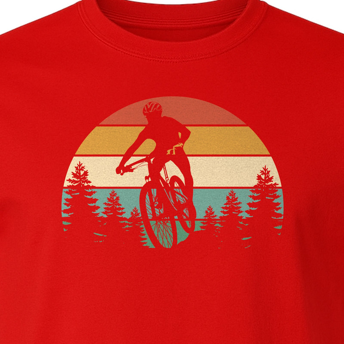 Mountain Biking T-Shirt, Retro Sunset Cyclist Design for Trail Riders and Outdoor Adventure Fans