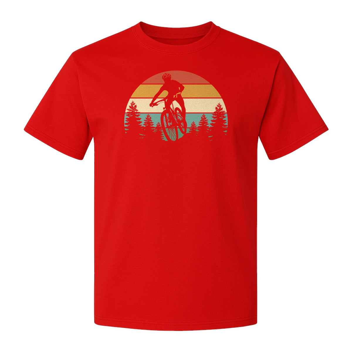 Mountain Biking T-Shirt, Retro Sunset Cyclist Design for Trail Riders and Outdoor Adventure Fans