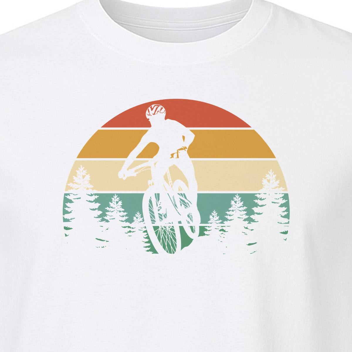 Mountain Biking T-Shirt, Retro Sunset Cyclist Design for Trail Riders and Outdoor Adventure Fans